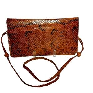 PYTHON SNAKE SKIN 80’s Handmade From France Crossbody/clutch Braided Natural